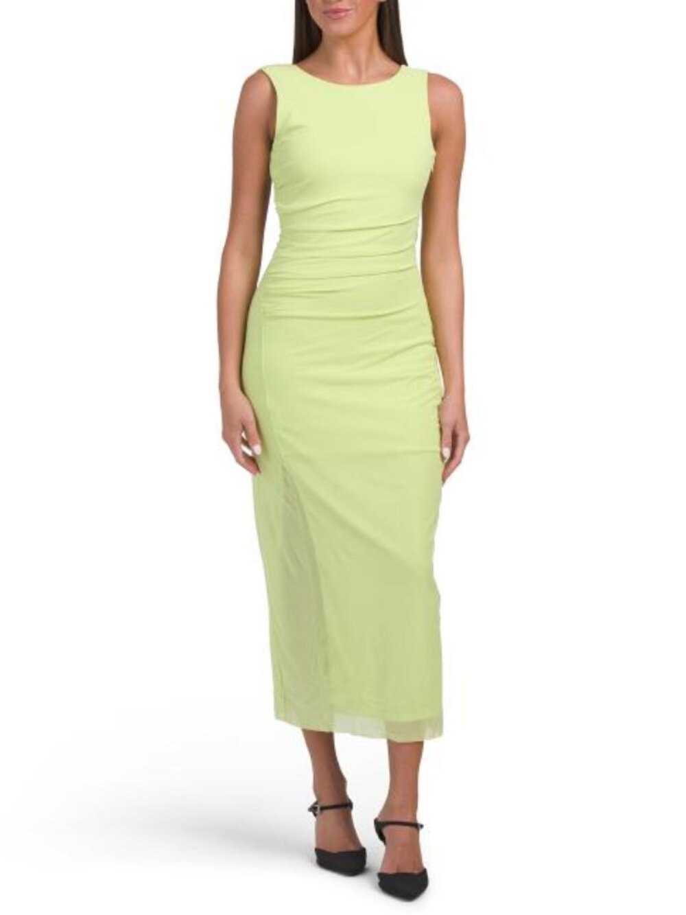 EDIT BY JASON WU Sleeveless Crew Neck Lined Mesh Asymmetrical Dress
